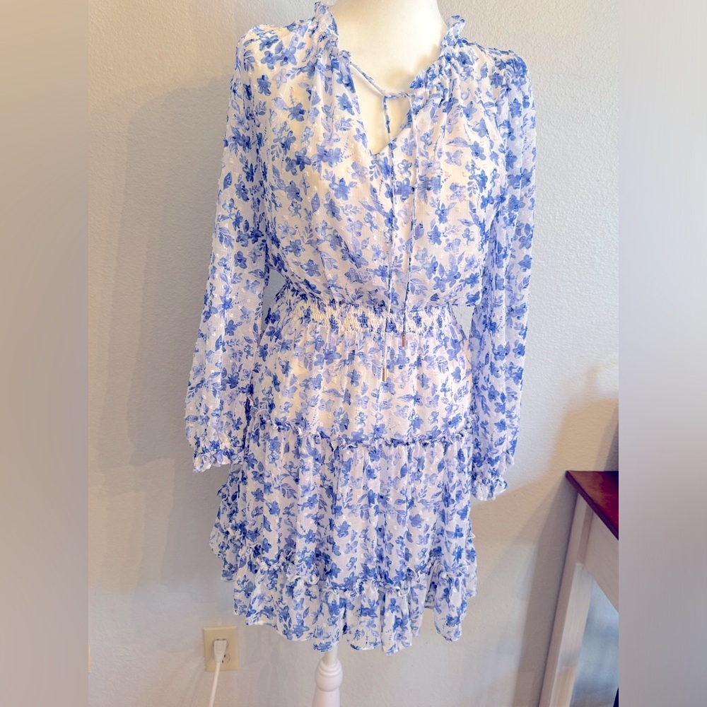 Skies Are Blue V-Neck Bishop Sleeve Sundress Size XS